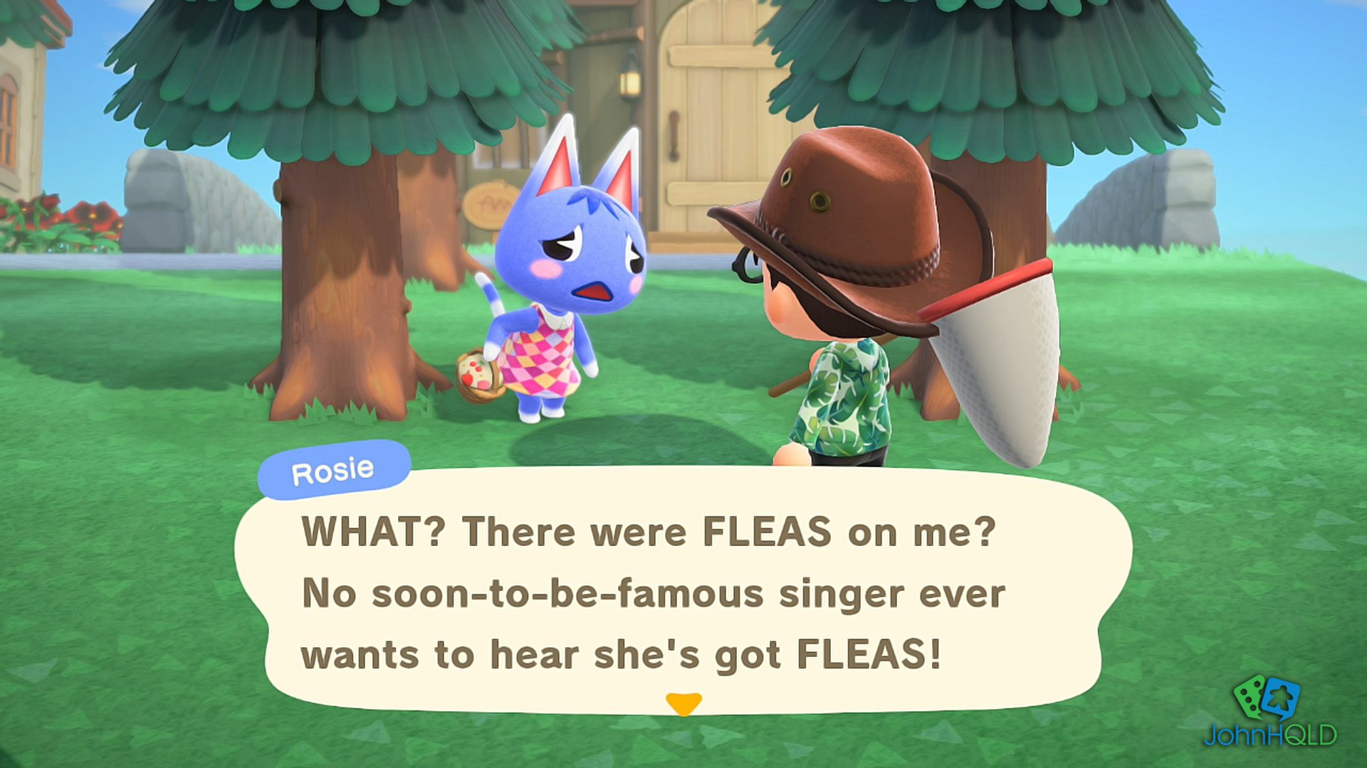 20220214 - Animal Crossing New Horizons - Rosie found out she had a flea