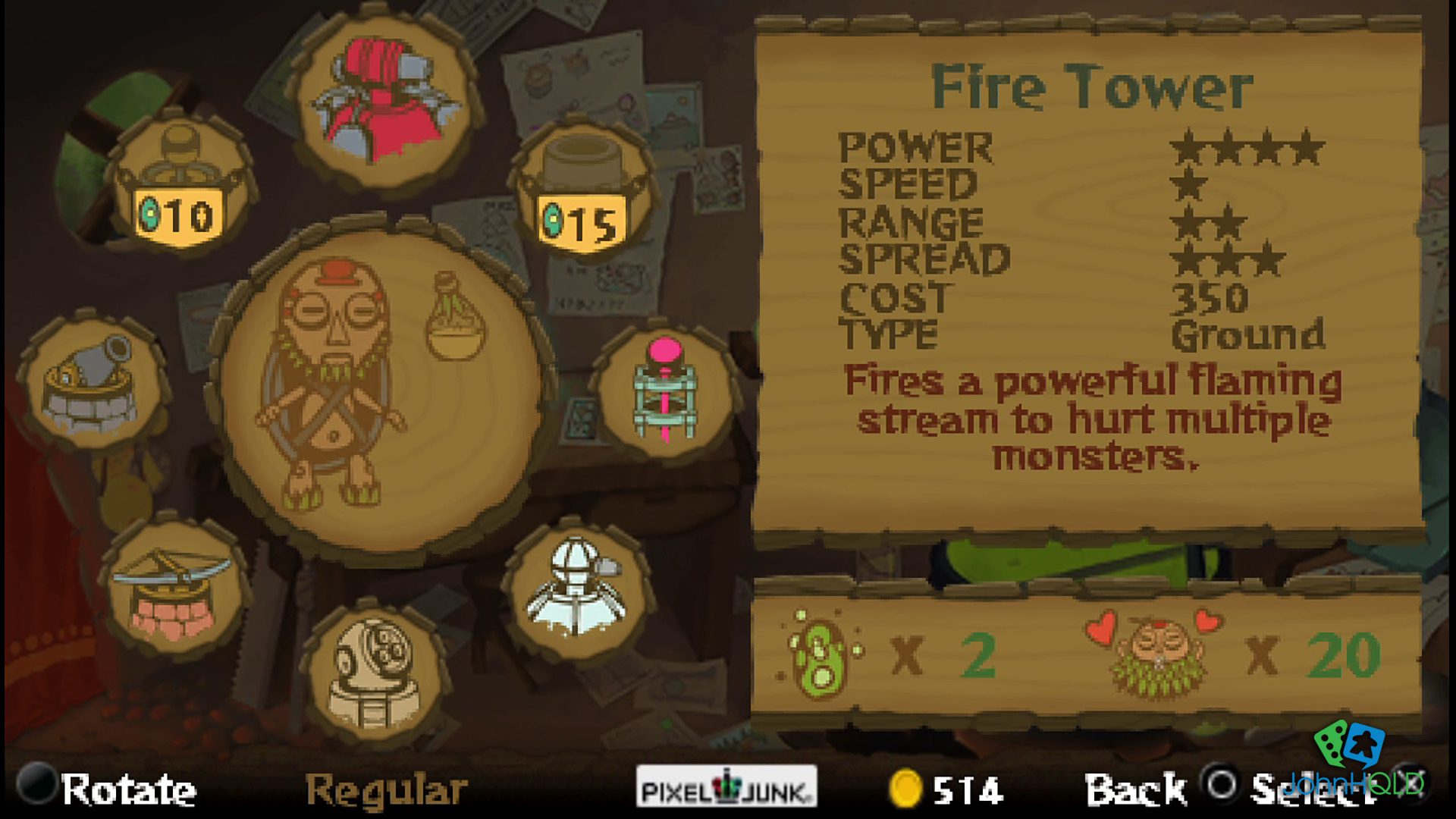 20220919 - Pixeljunk Monsters - You can earn gems to buy more towers each level