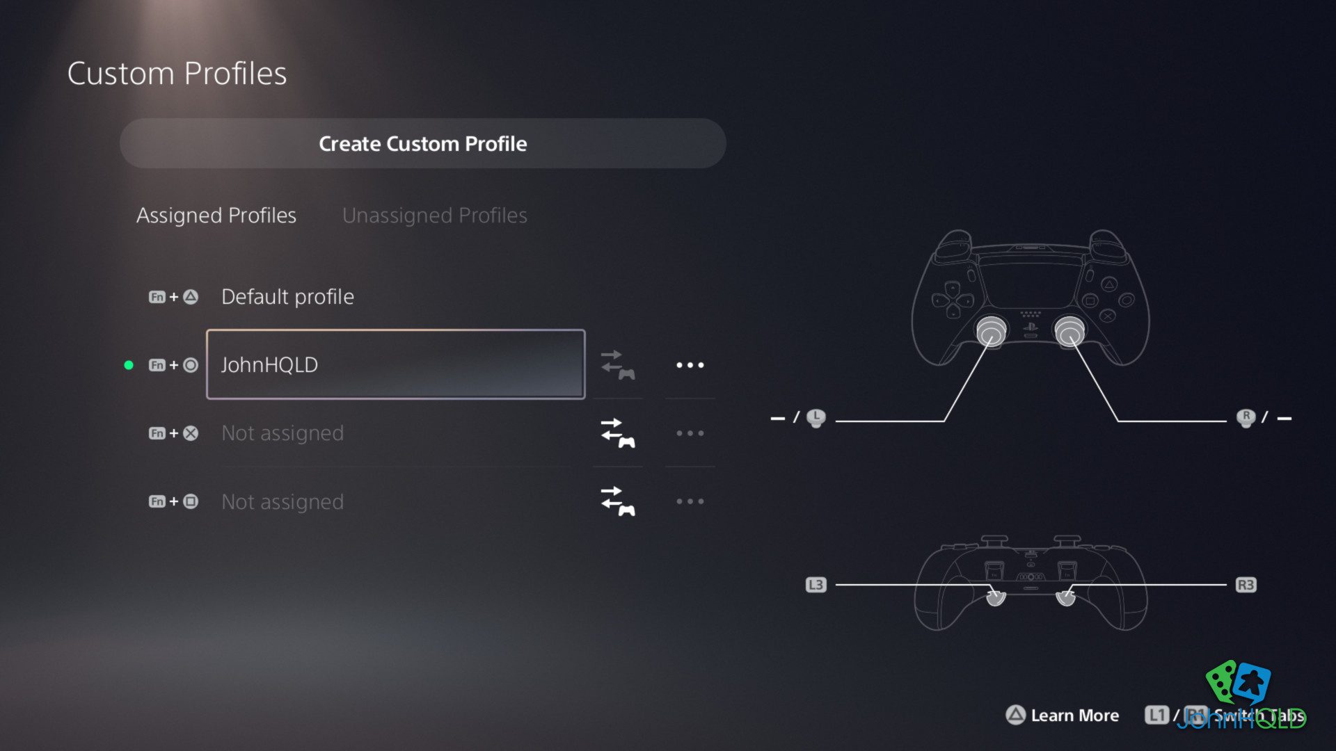20230203 - You can save three profiles to the controller but many more to your console